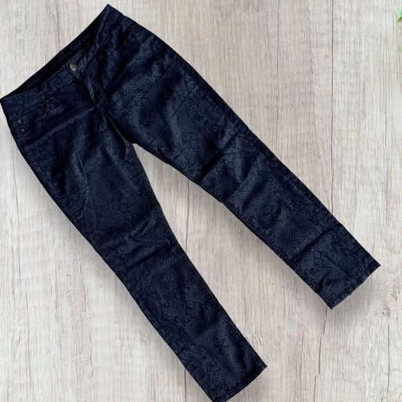 LIVERPOOL Black Gray Snake Python Print Stretch Denim Skinny Jeans Pants 10 12 - Picture 1 of 6